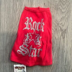 Red Dog Shirt with Rock Star Design